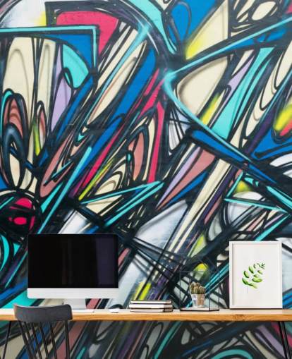 Carta da parati con graffiti seghettati e colorati Carta da parati con graffiti seghettati e colorati