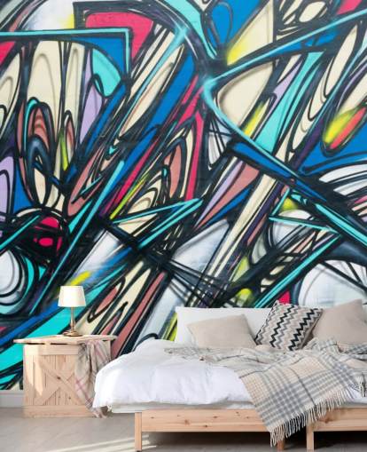 Papel pintado de graffiti irregular y colorido