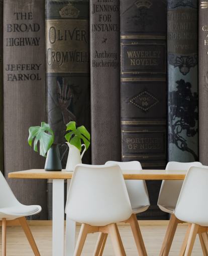 brown and green dark bookcase mural called Old Books on a Shelf Wall Mural