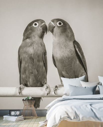 black and white bird mural called Love Birds by Assaf Frank black and white bird mural called Love Birds by Assaf Frank