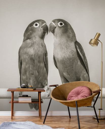 murale con uccelli in bianco e nero chiamato Love Birds di Assaf Frank murale con uccelli in bianco e nero chiamato Love Birds di Assaf Frank