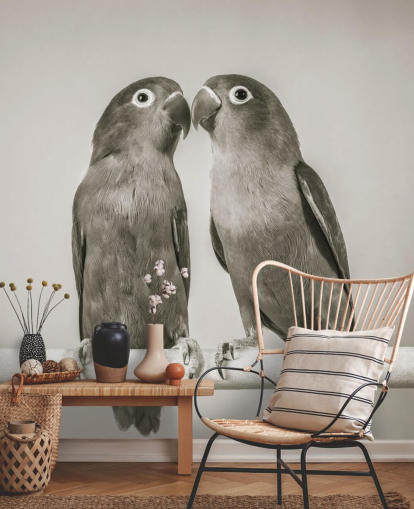 murale con uccelli in bianco e nero chiamato Love Birds di Assaf Frank murale con uccelli in bianco e nero chiamato Love Birds di Assaf Frank