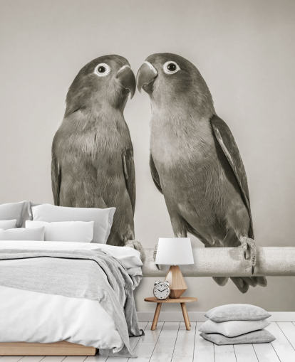 murale con uccelli in bianco e nero chiamato Love Birds di Assaf Frank murale con uccelli in bianco e nero chiamato Love Birds di Assaf Frank