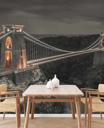 sort og hvid bro vægmaleri kaldet Clifton Suspension Bridge af Assaf Frank sort og hvid bro vægmaleri kaldet Clifton Suspension Bridge af Assaf Frank