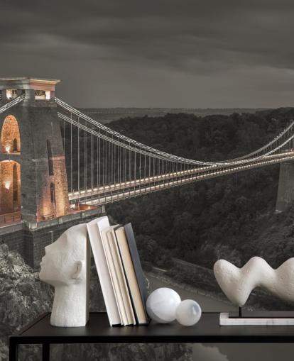 black and white bridge wall mural called Clifton Suspension Bridge by Assaf Frank black and white bridge wall mural called Clifton Suspension Bridge by Assaf Frank