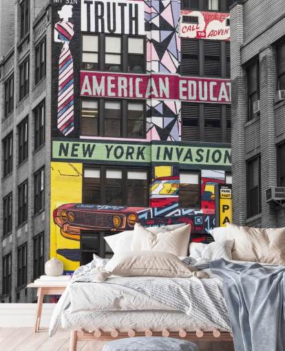 colorido mural de arte callejero personalizado de la ciudad de Nueva York llamado Urban Canvas, Nueva York de Assaf Frank colorido mural de arte callejero personalizado de la ciudad de Nueva York llamado Urban Canvas, Nueva York de Assaf Frank