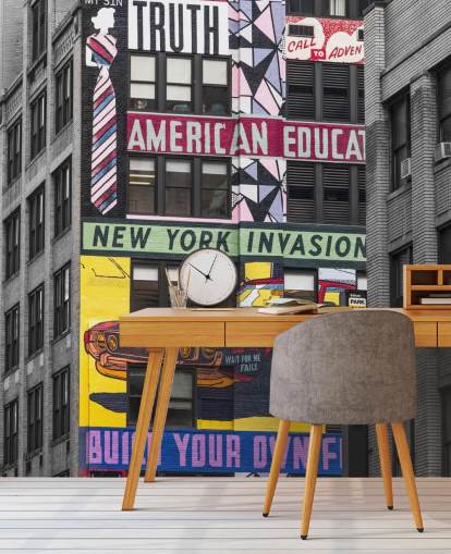 colorido mural de arte callejero personalizado de la ciudad de Nueva York llamado Urban Canvas, Nueva York de Assaf Frank