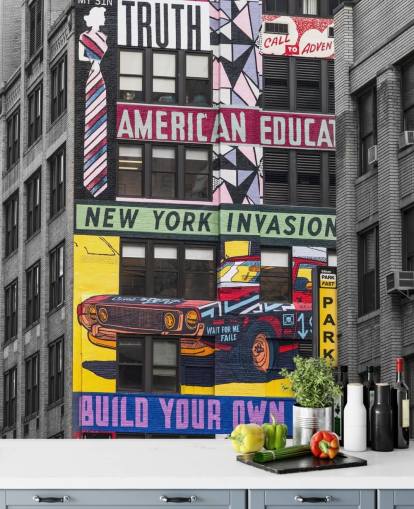 fargerikt tilpasset new york city street art veggmaleri kalt Urban Canvas, New York av Assaf Frank