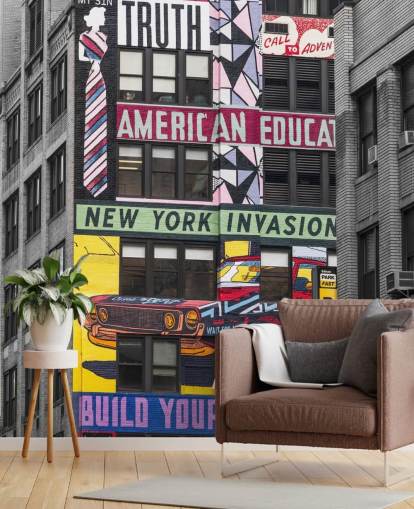 kleurrijke op maat gemaakte straatkunstmuurschildering in New York genaamd Urban Canvas, New York door Assaf Frank