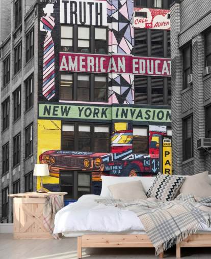 colorido mural de arte callejero personalizado de la ciudad de Nueva York llamado Urban Canvas, Nueva York de Assaf Frank