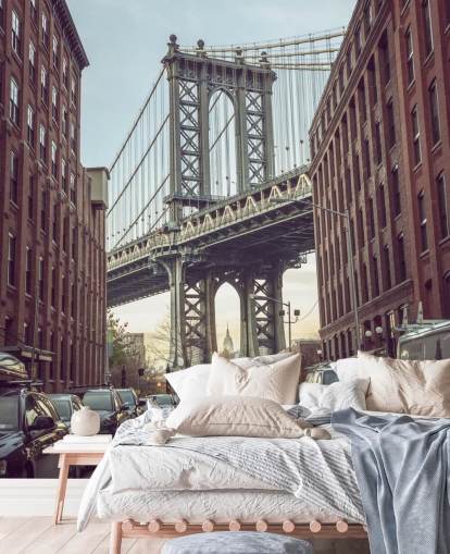 anpassad väggmålning i New York som heter Dumbo Manhattan Bridge View av Assaf Frank