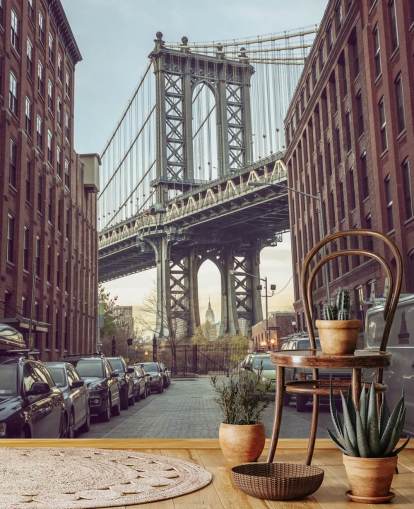 aangepaste muurschildering in New York genaamd Dumbo Manhattan Bridge View door Assaf Frank aangepaste muurschildering in New York genaamd Dumbo Manhattan Bridge View door Assaf Frank