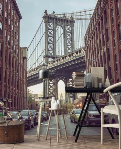 mukautettu New Yorkin seinämaalaus nimeltä Dumbo Manhattan Bridge View, kirjoittanut Assaf Frank
