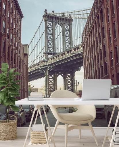 aangepaste muurschildering in New York genaamd Dumbo Manhattan Bridge View door Assaf Frank