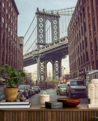 custom new york city mural called Dumbo Manhattan Bridge View by Assaf Frank