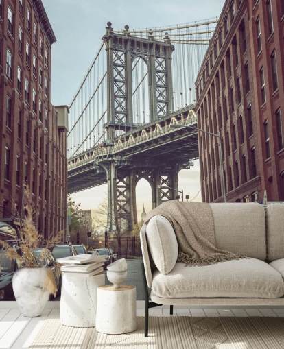 custom new york city mural called Dumbo Manhattan Bridge View by Assaf Frank custom new york city mural called Dumbo Manhattan Bridge View by Assaf Frank