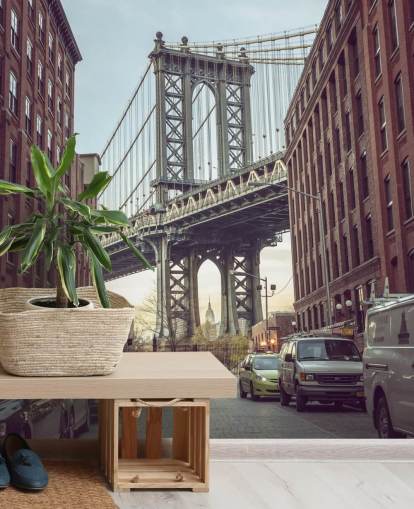 custom new york city mural called Dumbo Manhattan Bridge View by Assaf Frank