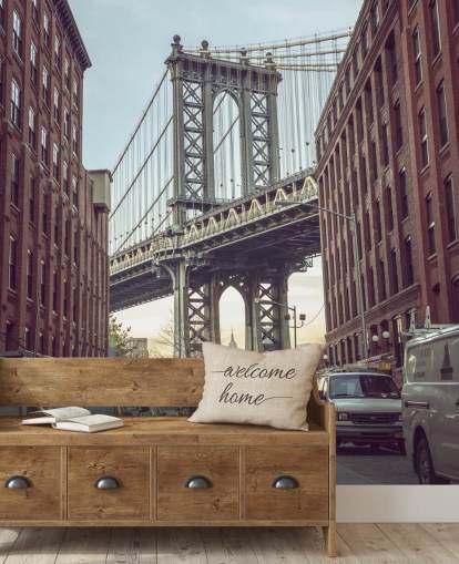 mural personalizado da cidade de Nova York chamado Dumbo Manhattan Bridge View, de Assaf Frank