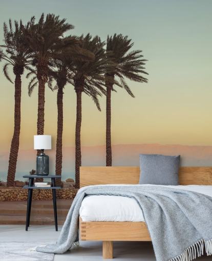 customizable palm tree beach mural called Palm Trees, Dead Sea by Assaf Frank