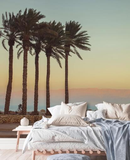 anpassningsbar palmträdstrand väggmålning kallad Palm Trees, Dead Sea av Assaf Frank
