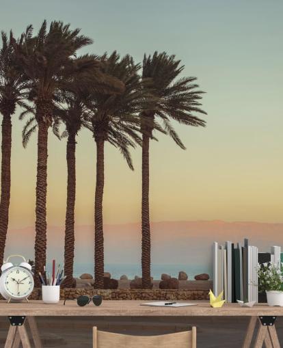 customizable palm tree beach mural called Palm Trees, Dead Sea by Assaf Frank