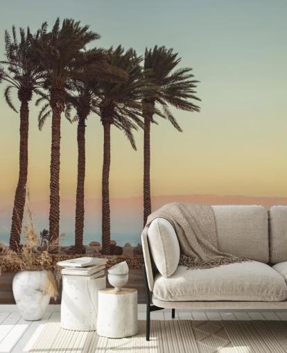 customizable palm tree beach mural called Palm Trees, Dead Sea by Assaf Frank