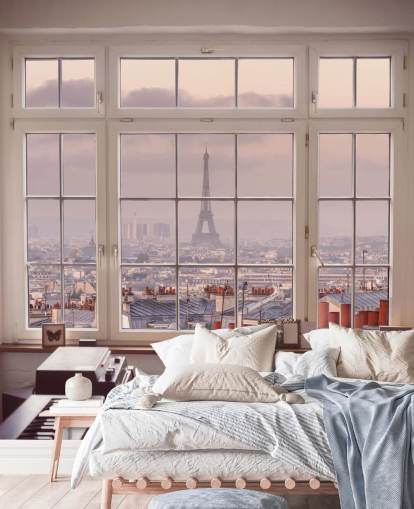 mural personalizado para ventana de París llamado Vista de la Torre Eiffel de Assaf Frank para casa, oficina o cocina mural personalizado para ventana de París llamado Vista de la Torre Eiffel de Assaf Frank para casa, oficina o cocina