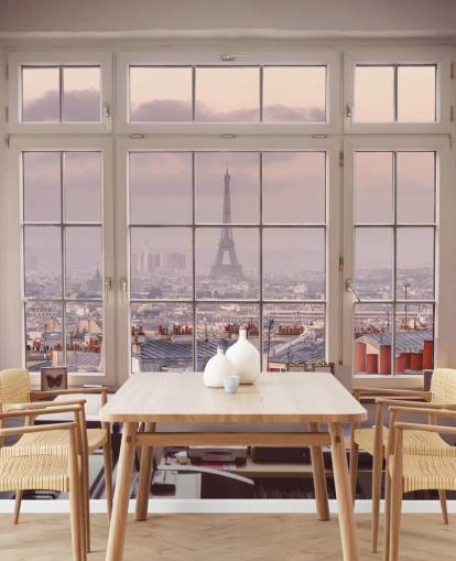mural personalizado para ventana de París llamado Vista de la Torre Eiffel de Assaf Frank para casa, oficina o cocina
