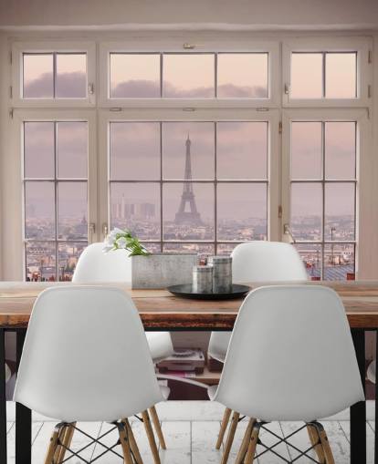 custom paris window mural called View of Eiffel Tower by Assaf Frank for home office or kitchen