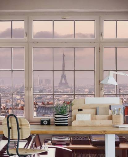 mural personalizado para ventana de París llamado Vista de la Torre Eiffel de Assaf Frank para casa, oficina o cocina mural personalizado para ventana de París llamado Vista de la Torre Eiffel de Assaf Frank para casa, oficina o cocina