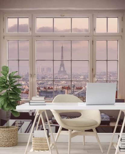 mural personalizado para ventana de París llamado Vista de la Torre Eiffel de Assaf Frank para casa, oficina o cocina