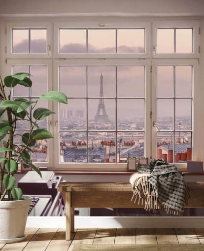 murale personalizzato per finestre di Parigi chiamato View of Eiffel di Assaf Frank per casa, ufficio o cucina