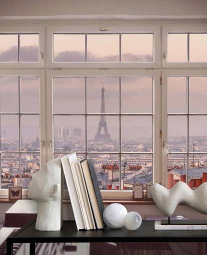 mural de janela personalizado de Paris chamado View of Eiffel Tower, de Assaf Frank, para casa, escritório ou cozinha