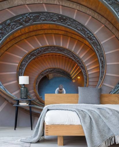 Mural de parede em Roma 3D chamado Escadaria em espiral no Museu do Vaticano, de Assaf Frank