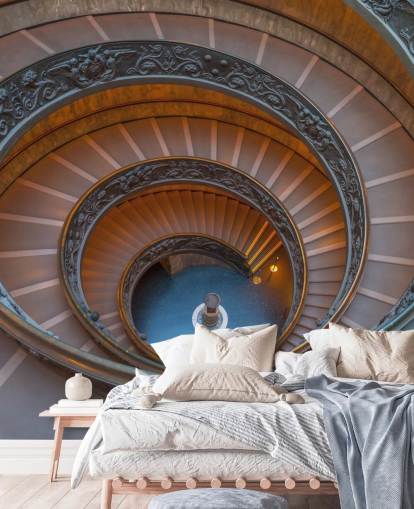 Peinture murale 3D de Rome intitulée Escalier en colimaçon au musée du Vatican par Assaf Frank