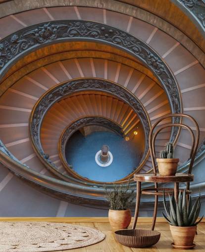 3d rome wall mural called Spiral Staircase at the Vatican Museum by Assaf Frank