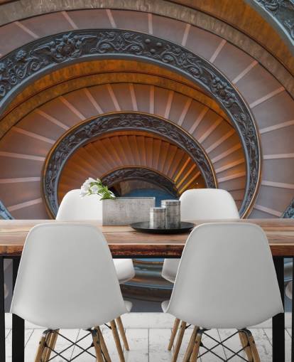 3d rome wall mural called Spiral Staircase at the Vatican Museum by Assaf Frank