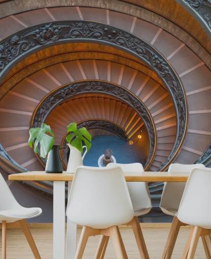 3d rome wall mural called Spiral Staircase at the Vatican Museum by Assaf Frank