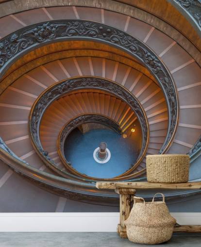 3d rome wall mural called Spiral Staircase at the Vatican Museum by Assaf Frank