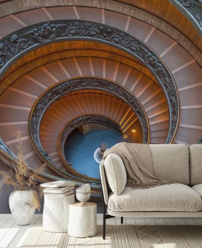 3d rome wall mural called Spiral Staircase at the Vatican Museum by Assaf Frank