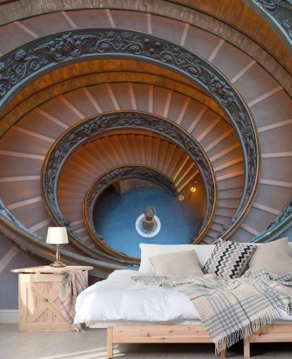 Peinture murale 3D de Rome intitulée Escalier en colimaçon au musée du Vatican par Assaf Frank Peinture murale 3D de Rome intitulée Escalier en colimaçon au musée du Vatican par Assaf Frank