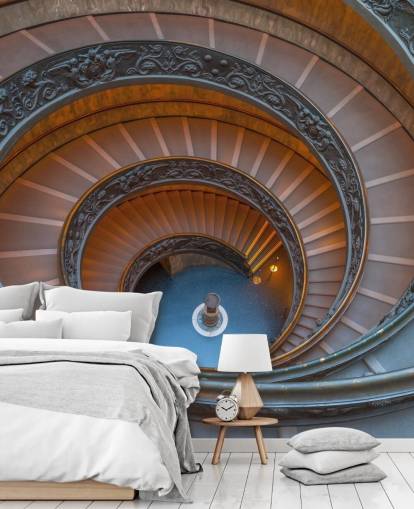 3d rom vægmaleri kaldet Spiral Staircase på Vatikanmuseet af Assaf Frank