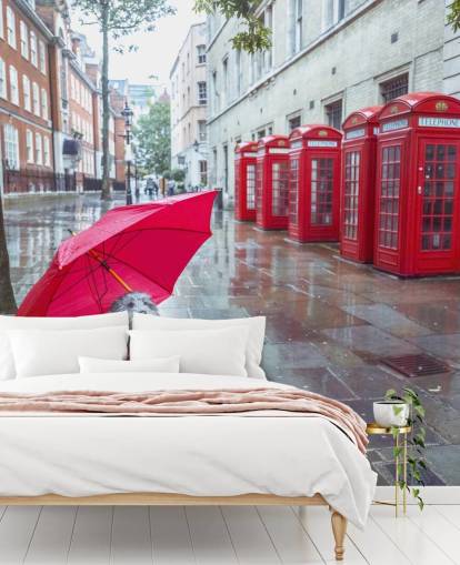 red and gray london street mural called London Dog with Umbrella by Assaf Frank
