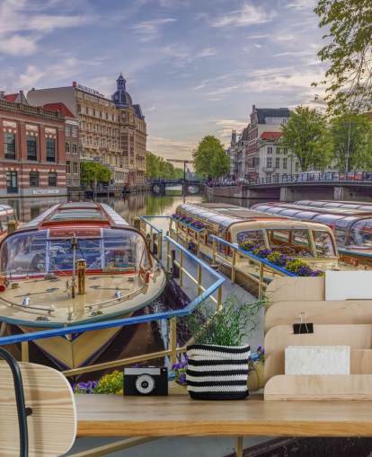 anpassad fotoväggmålning av amsterdam som heter Canal Boats i Amsterdam av Assaf Frank anpassad fotoväggmålning av amsterdam som heter Canal Boats i Amsterdam av Assaf Frank