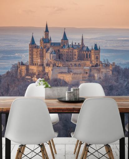 peinture murale de paysage de château orange et violet appelé château de Hohenzollern, Allemagne par Assaf Frank peinture murale de paysage de château orange et violet appelé château de Hohenzollern, Allemagne par Assaf Frank