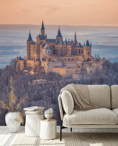 orange and purple castle landscape mural called Hohenzollern Castle, Germany by Assaf Frank orange and purple castle landscape mural called Hohenzollern Castle, Germany by Assaf Frank