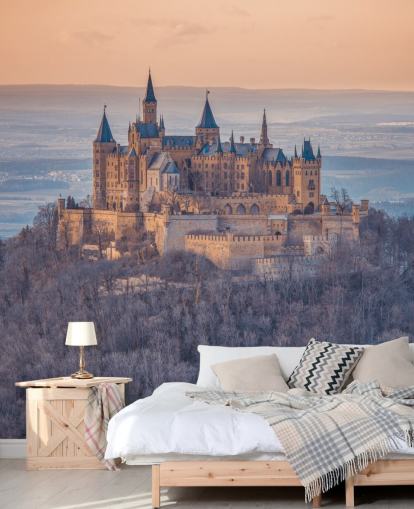 orange and purple castle landscape mural called Hohenzollern Castle, Germany by Assaf Frank orange and purple castle landscape mural called Hohenzollern Castle, Germany by Assaf Frank