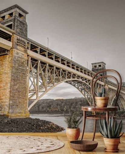 anpassningsbar broväggmålning som heter Britannia Bridge, North Wales av Assaf Frank