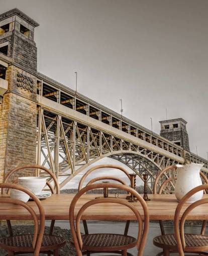 anpassningsbar broväggmålning som heter Britannia Bridge, North Wales av Assaf Frank