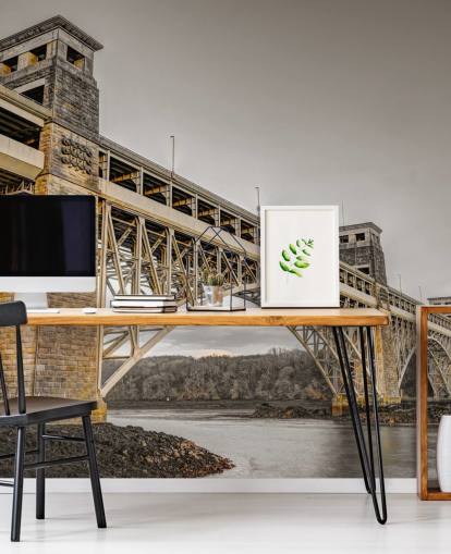 peinture murale personnalisable appelée Britannia Bridge, nord du Pays de Galles par Assaf Frank